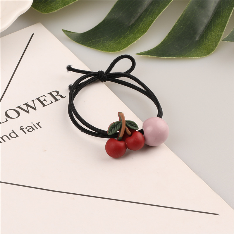 Korean version of ins cartoon cherry hair bands, black thread hair ties, high-elasticity hair ties, 2-yuan store wholesale supply pic 17