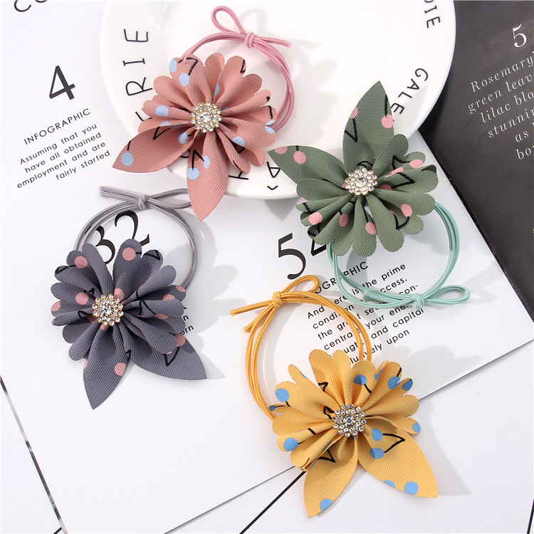New Korean-style fresh and elastic hair bands, hair ties, fabric, butterfly flower hair ties, hair accessories, knotted leather covers for women wholesale pic 2