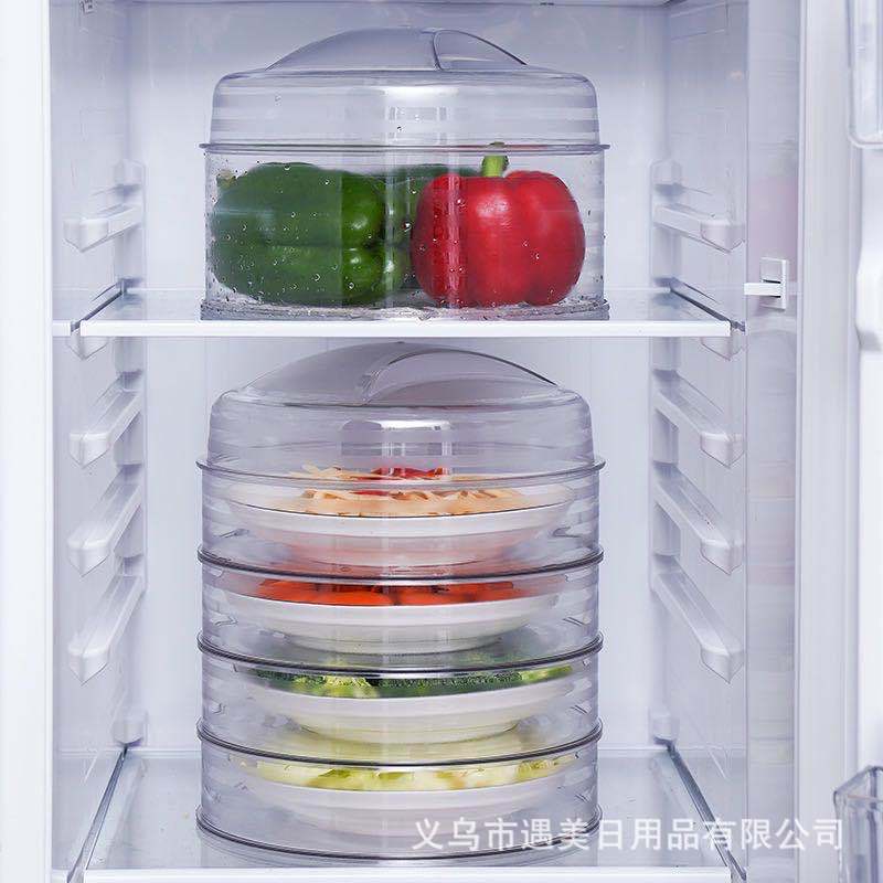 冰箱收纳盒多层叠加不串味 透明整理保鲜盒保温防尘菜罩详情2