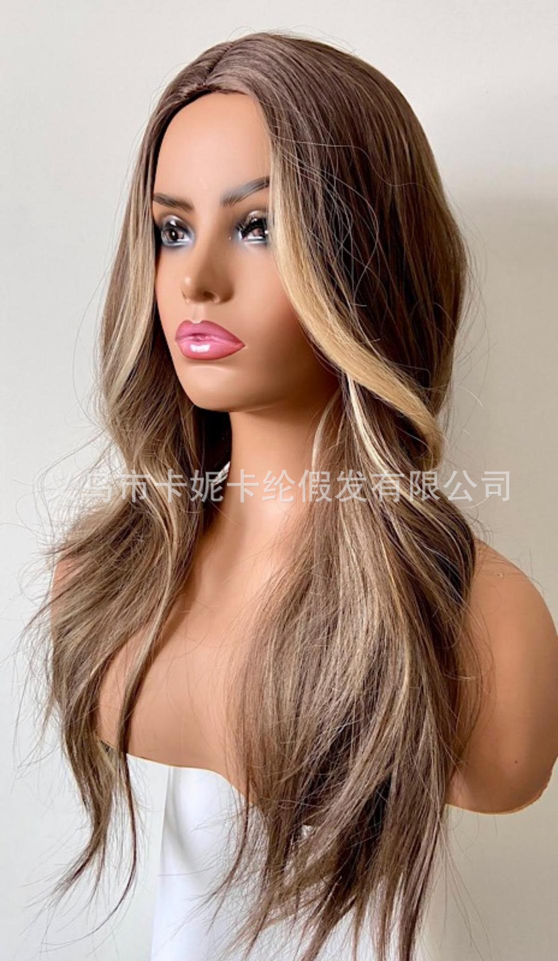 欧美外贸newlook女士中分挑染大波浪厂家订制wig supplies详情9