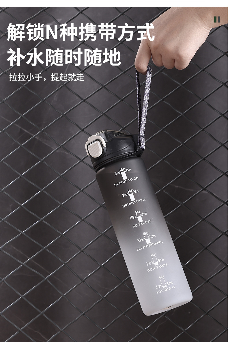 2023 New Amazon Bestseller: 1000ML Gradient Sandblasted Sports Water Bottle, portable spout, Bouncing water cup pic 8