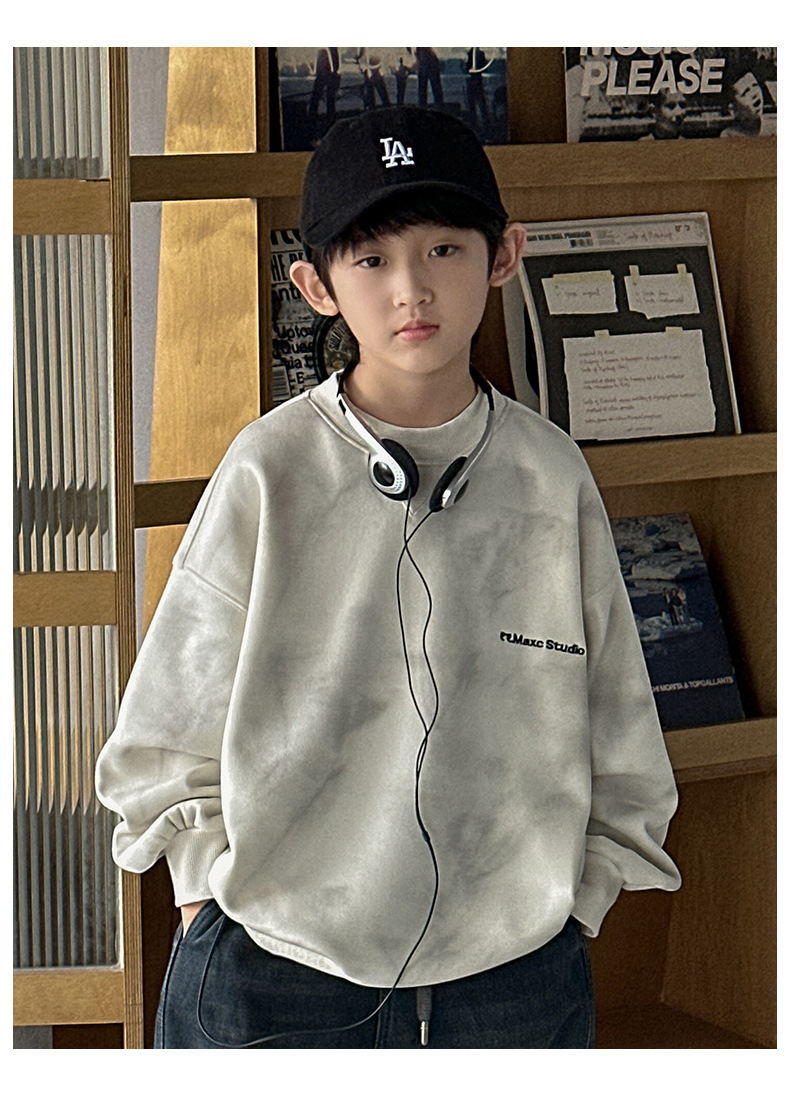 男童春装浅白色卫衣春秋款2025春季新款儿童炸街上衣中大童痞帅男详情17