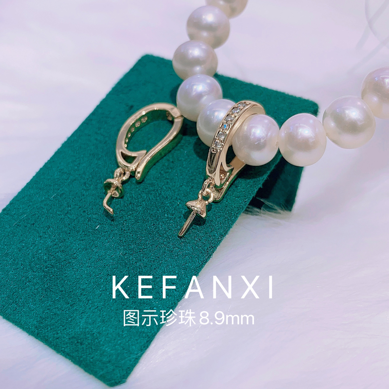 14K gold-plated copper with real gold and micro-zirconium pearl necklace, sweater chain, pendant buckle, pendant head, grand button DIY accessories pic 2
