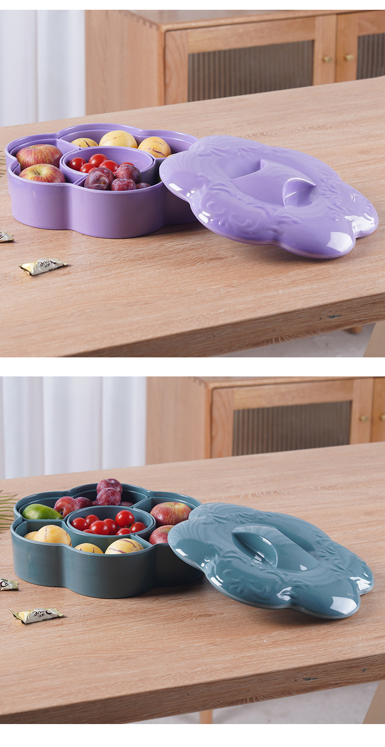 Plum blossom-shaped candy box, creative home dried fruit box, macaron, living room fruit plate, fruit box, snack compartments, candy box pic 25