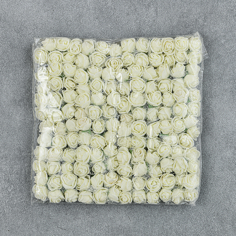 144朵pe泡沫花2.5厘米蕾丝玫瑰花婚庆花环假花新娘手腕花手编配件详情13