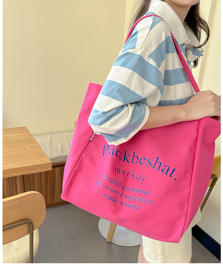 外贸潮流女包 布包新款韩版时尚简约单肩包 字母印花文艺托特包详情19