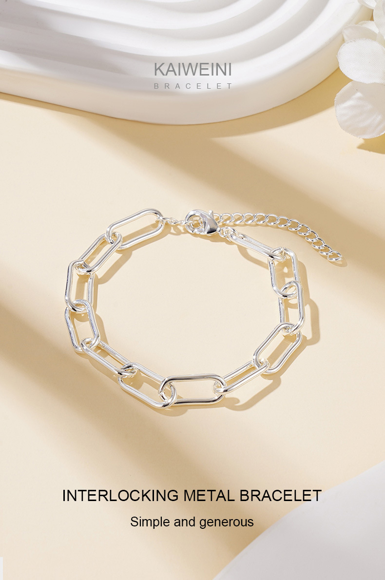 欧美跨境饰品铜电镀时尚手链女百搭ins风时尚简约手饰手镯饰品详情1