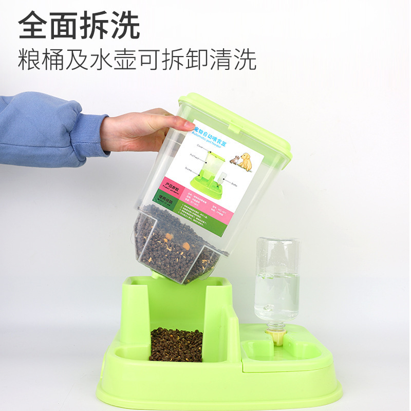 Automatic feeders, large-capacity pet supplies, double-bowl unplugged self-service water dispensers, dog supplies, cross-border pic 4
