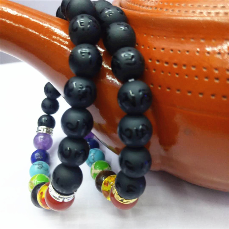 Guangshun Jewelry Seven-color Pearl Six-Character Mantra Bracelet Wholesale DIY Natural Stone Bracelet Wholesale Factory Direct Sales pic 4