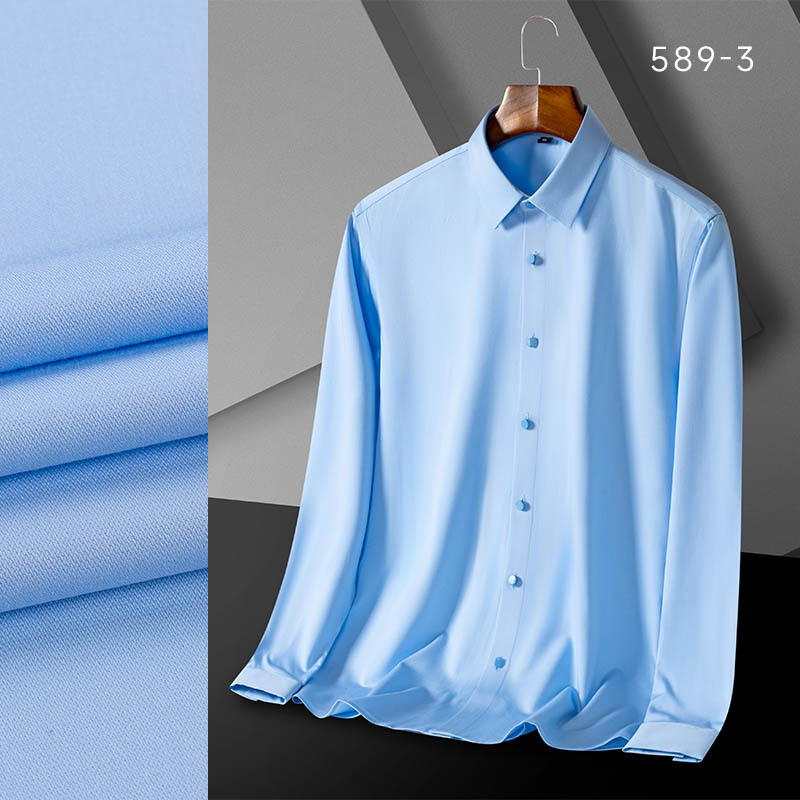 高级感男士衬衫 无痕嵌条一体式男衬衫长袖 纯色白色商务职业衬衣详情19