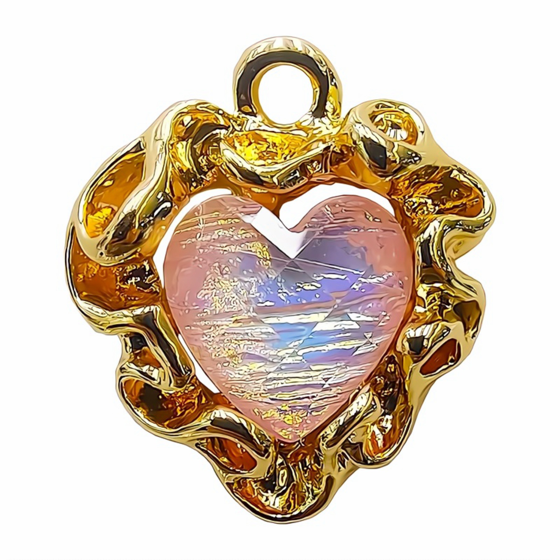 法式复古小众设计珍珠立体桃心耳钉镀金褶皱不规则冷淡风耳饰耳环详情3