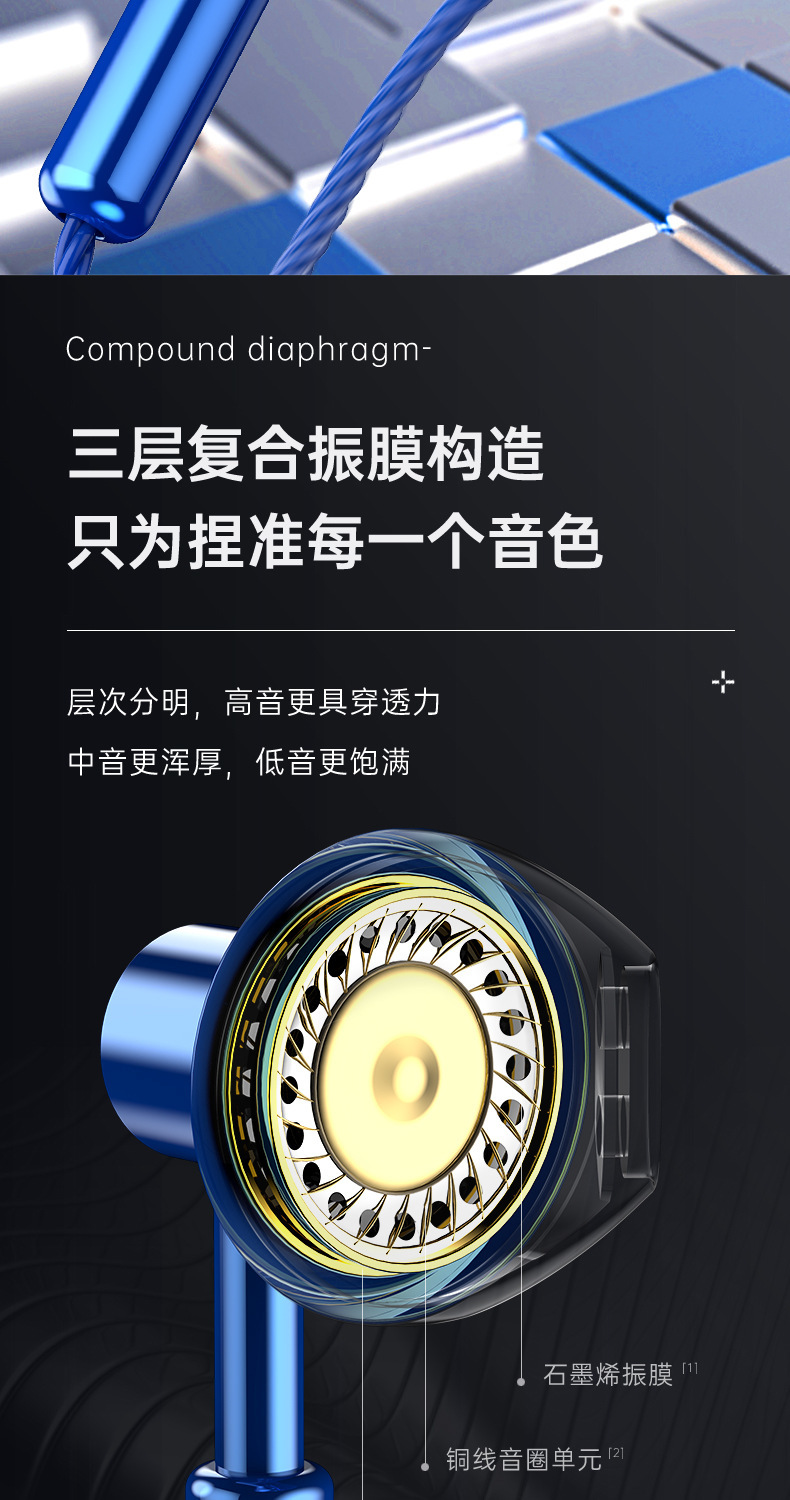 New wire-controlled wired headphones, metal headsets, semi-in-ear headphones, and low-frequency mobile phone earbuds are in stock and available for wholesale pic 20