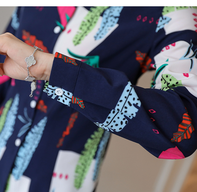 New spring and autumn Korean-style slim-fit shirt for women, long-sleeved printed striped trendy base layer, Hong Kong-style top for women pic 102