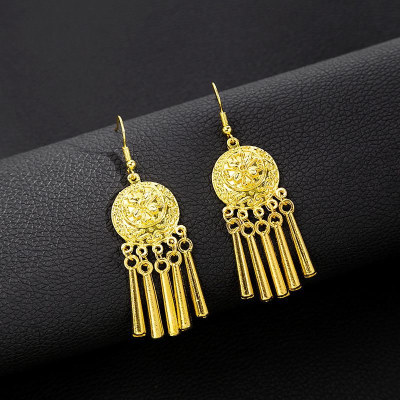 Ethnic-style peacock earrings, golden bell tassel earrings, Bohemian leaf pendants, scenic area earrings wholesale pic 20