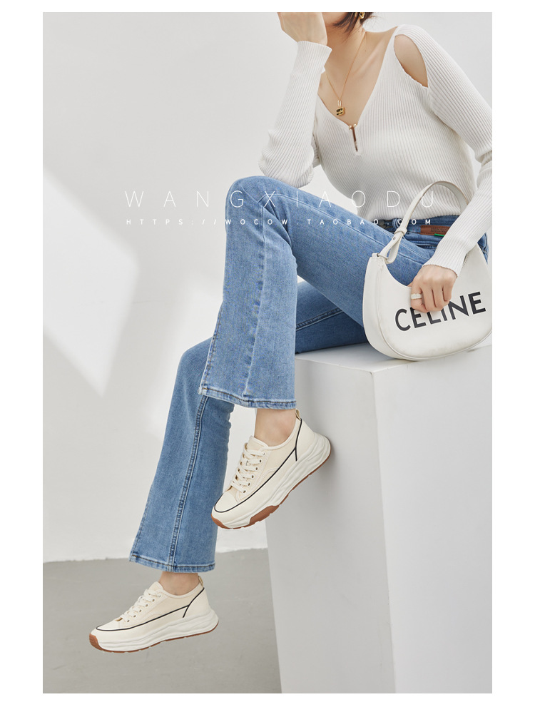 【澜柜】北海道 厚底系带帆布鞋女2022年新款网面平底小白鞋子女详情52