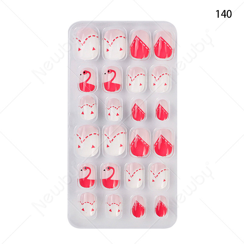 Finished nail sheets for children, 24 pieces of nail patches, cartoon Christmas fake nails, detachable nail stickers with adhesive backing pic 32