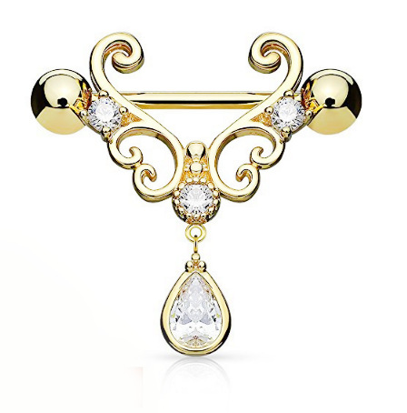 欧美爆款水滴吊坠乳环乳钉乳饰品 欧美流行锆石乳环 穿刺饰品详情6