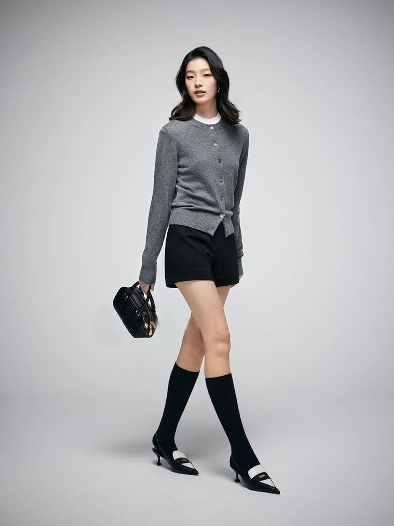 Qili Colorful Gemstone 12-color seamless one-piece Merino wool button cardigan, a versatile knitted long-sleeved top for commuting pic 42