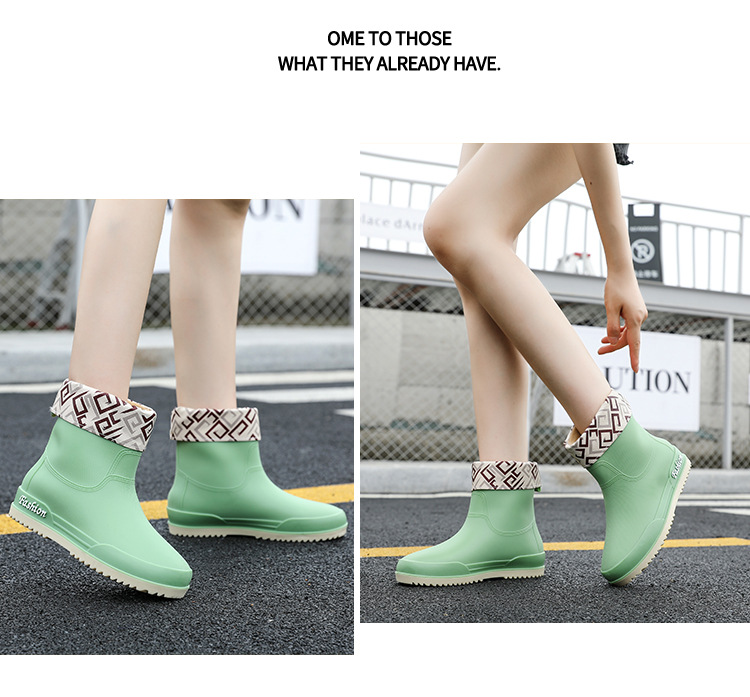 日系新款雨靴女士款短靴户外雨鞋厚底成人时尚款网红防滑加绒水鞋详情11