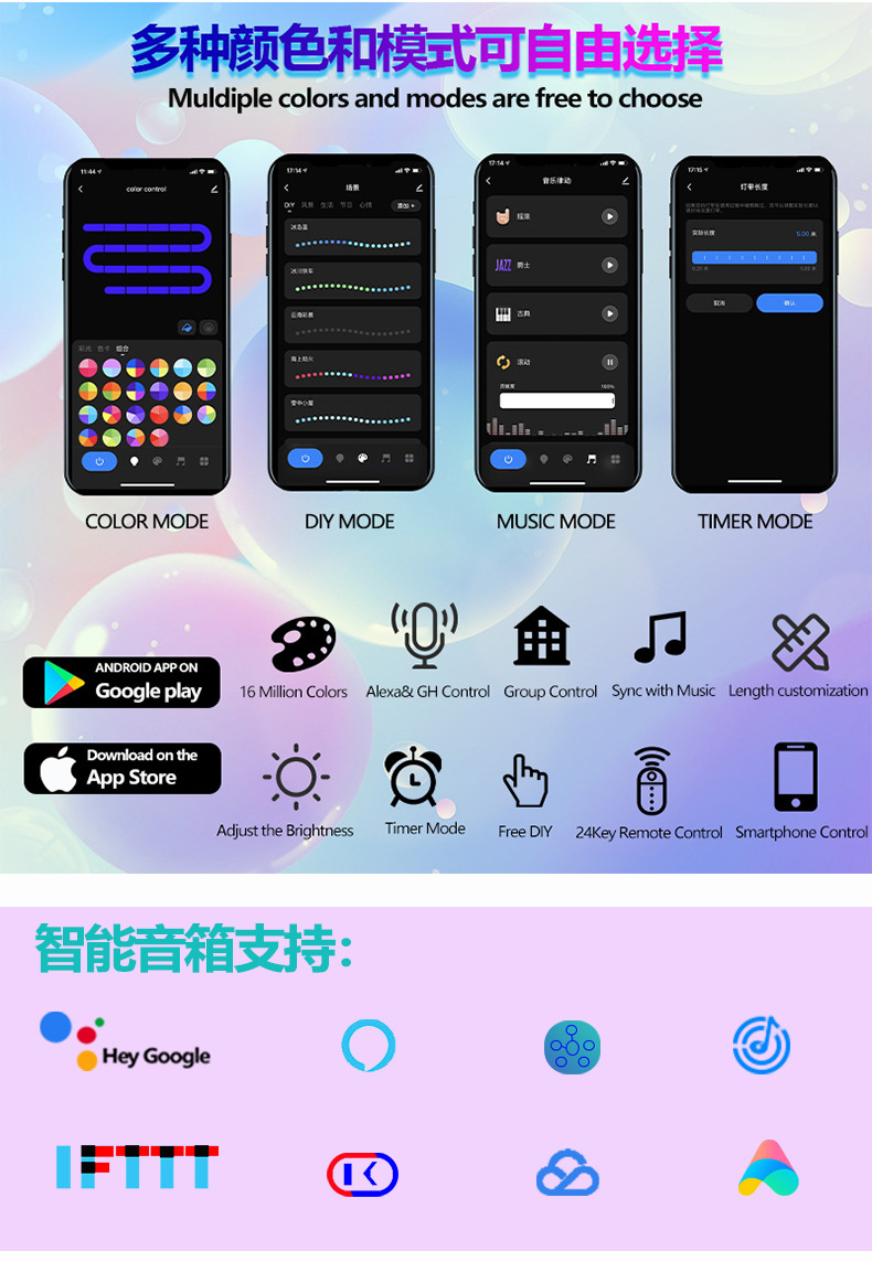 涂鸦wifi硅胶柔性幻彩霓虹灯带跨境蓝牙声控跑马流水氛围灯10米详情4