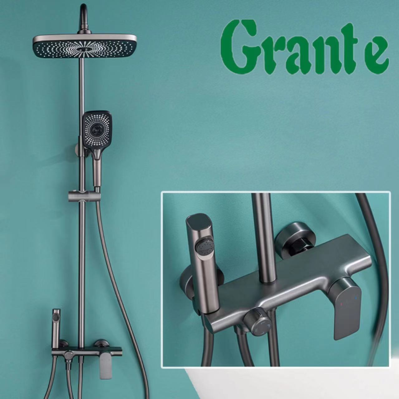 Gun gray four-level shower head set, household bathroom, shower gun, shower head and shower head manufacturer wholesale pic 1