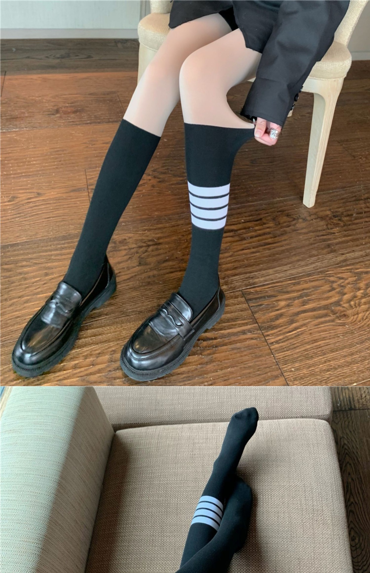 Spring and autumn base stockings patchwork style faux mid-calf thickened and fleece stockings are a fashionable and light-sensitive leg accessory pic 9