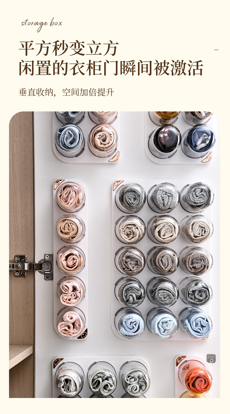 袜子短裤收纳盒壁挂式透明衣橱柜门装袜子神器塑料内衣内裤收纳盒详情5