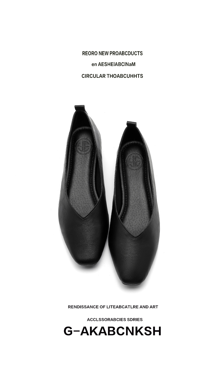 外贸跨境新款小方头浅口女士单鞋软底V口纯色工作鞋117-1#详情5