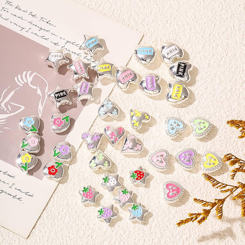 DIY straight hole oil-dripping mobile phone chain necklace accessories with a sweet and girlish style bow heart pic 4