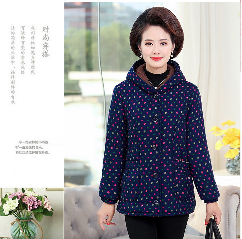 中老年女装冬装加绒加厚奶奶装短款棉衣50-70岁大码妈妈棉外套详情11