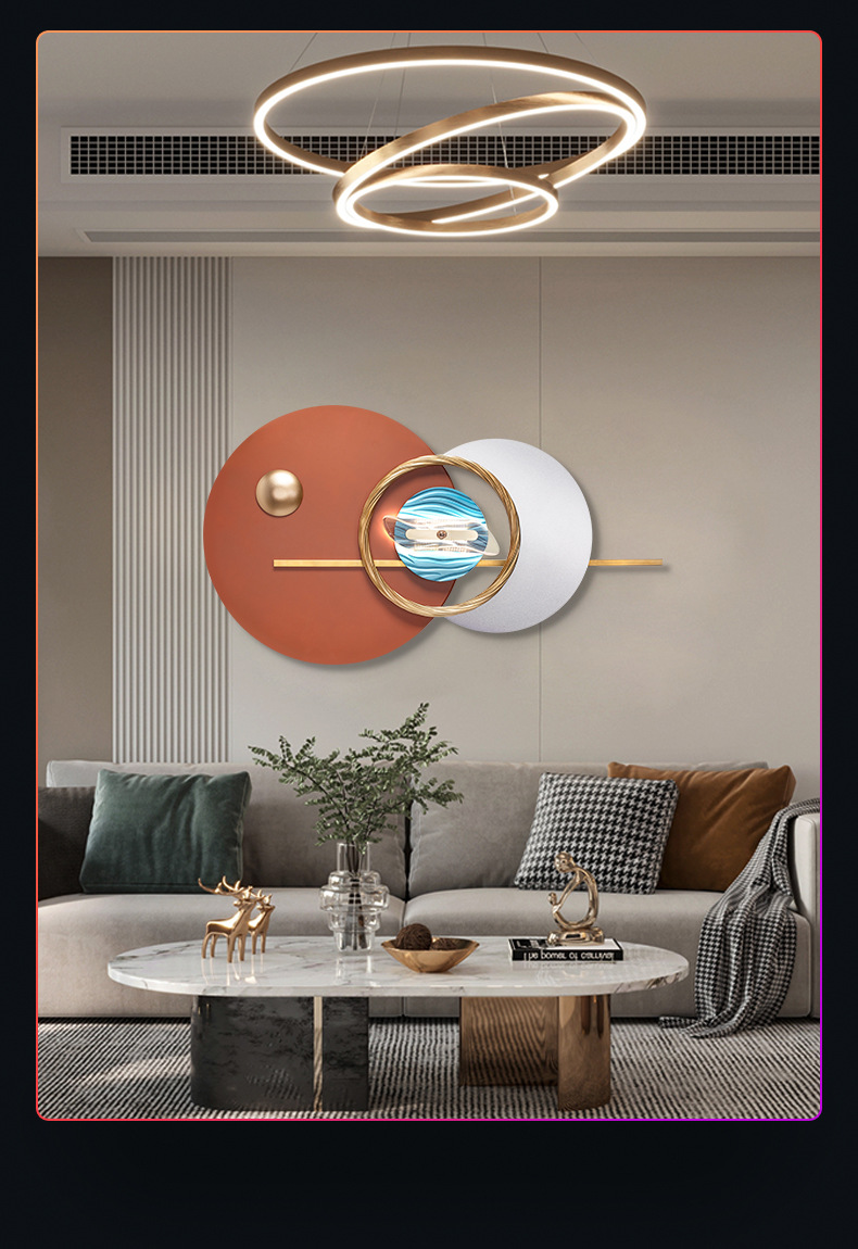 أضواء فولاذ (LED) على الجدران المعدنية في جدران غرفة المعيشة العصرية pic 11