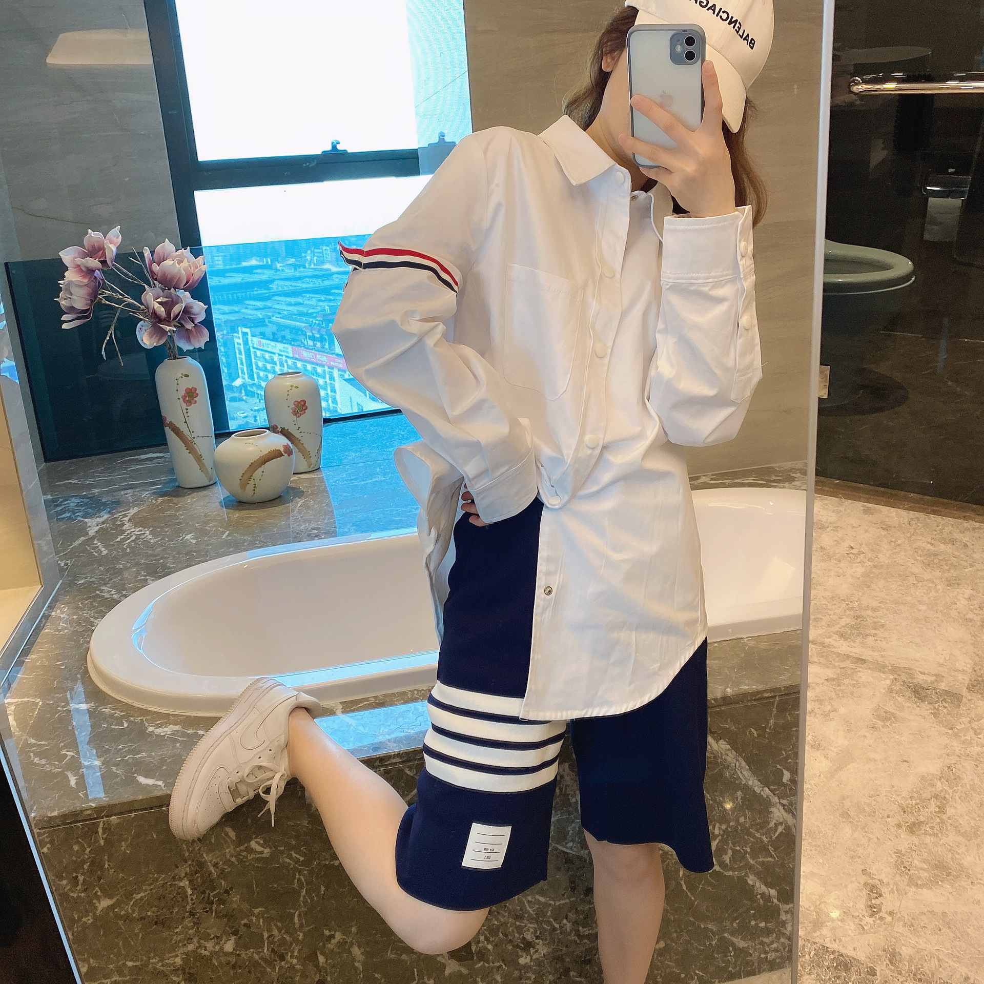 TB casual trendy brand poplin slim-fit solid white shirts for men and women, Oxford fabric shirts for women with long sleeves pic 67