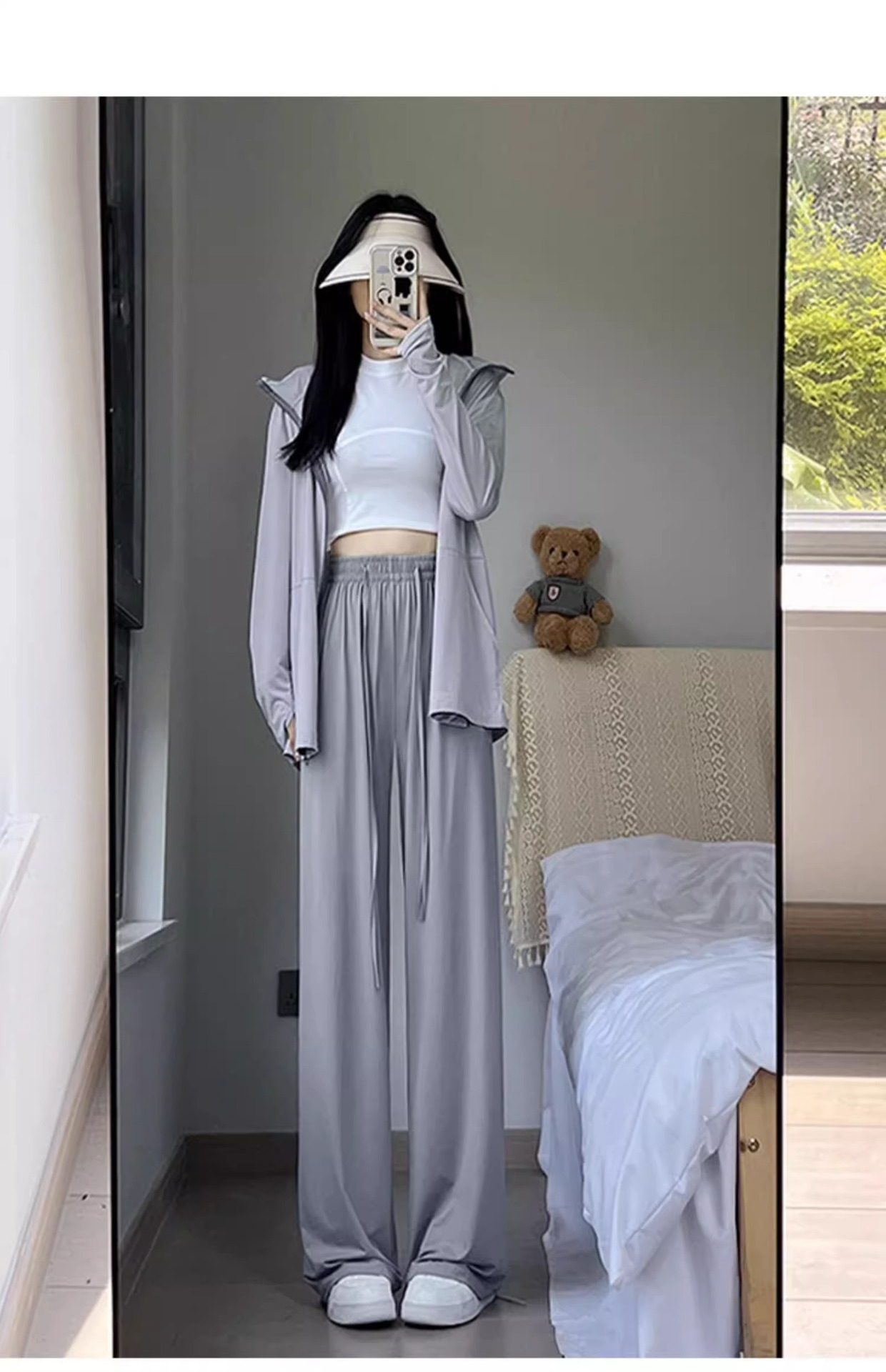 upf50+直筒防晒裤女春夏新款冰丝凉感锦纶休闲裤透气垂感阔腿长裤详情27