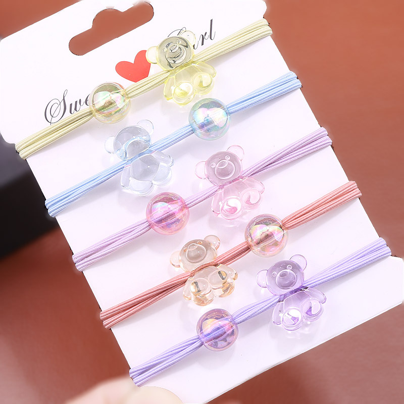 Korean version of ins hair band, acrylic cartoon crystal bear hair tie, female student 2-yuan rubber band hair tie and bracelet, dual-purpose pic 2