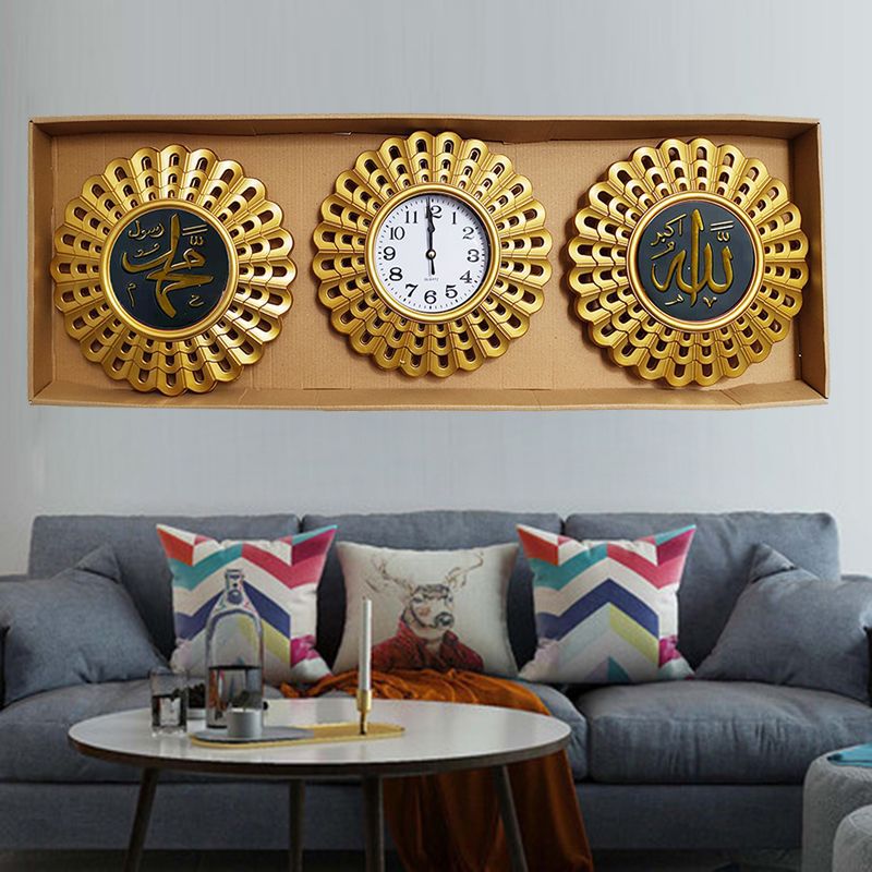 European, American and Arabic gilded living room wall clock, household watch, sofa background wall clock, modern and simple wall clock, three-in-one wall clock pic 27