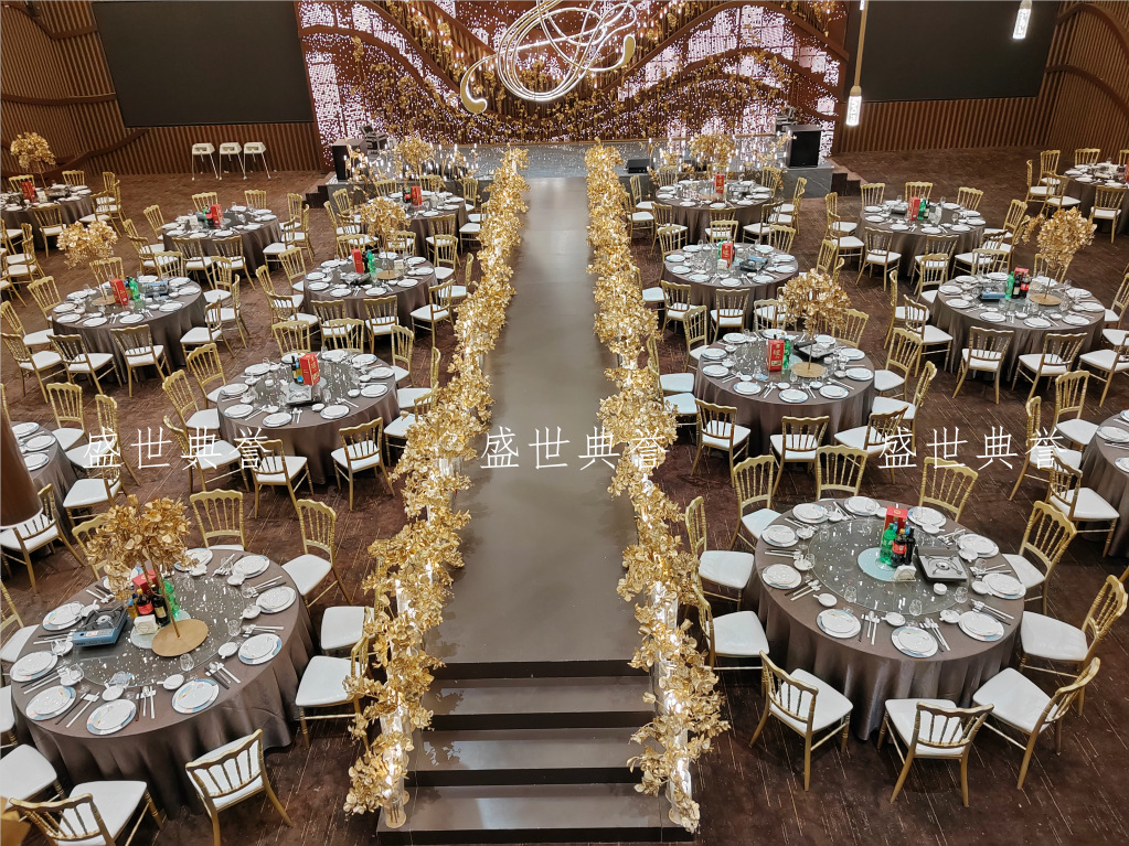 Hangzhou Banquet Center dining tables and chairs Hotel theme wedding bamboo joint chairs, European-style wedding castle chairs, wedding banquet folding chairs pic 22
