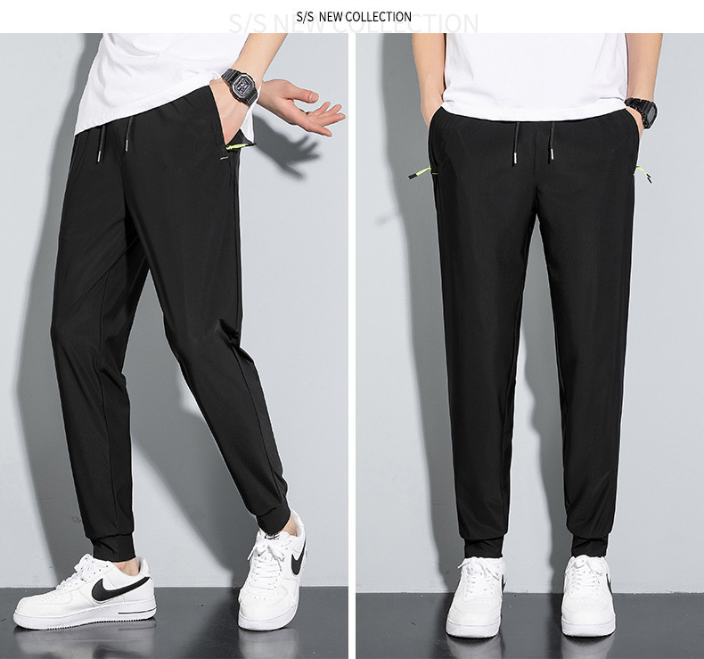 Verano 2022 nuevos pantalones casuales para hombres hielo seda transpirable suelto ligero elástico rápido seco nueve tallas pantalones para hombres tallas grandes pic 33