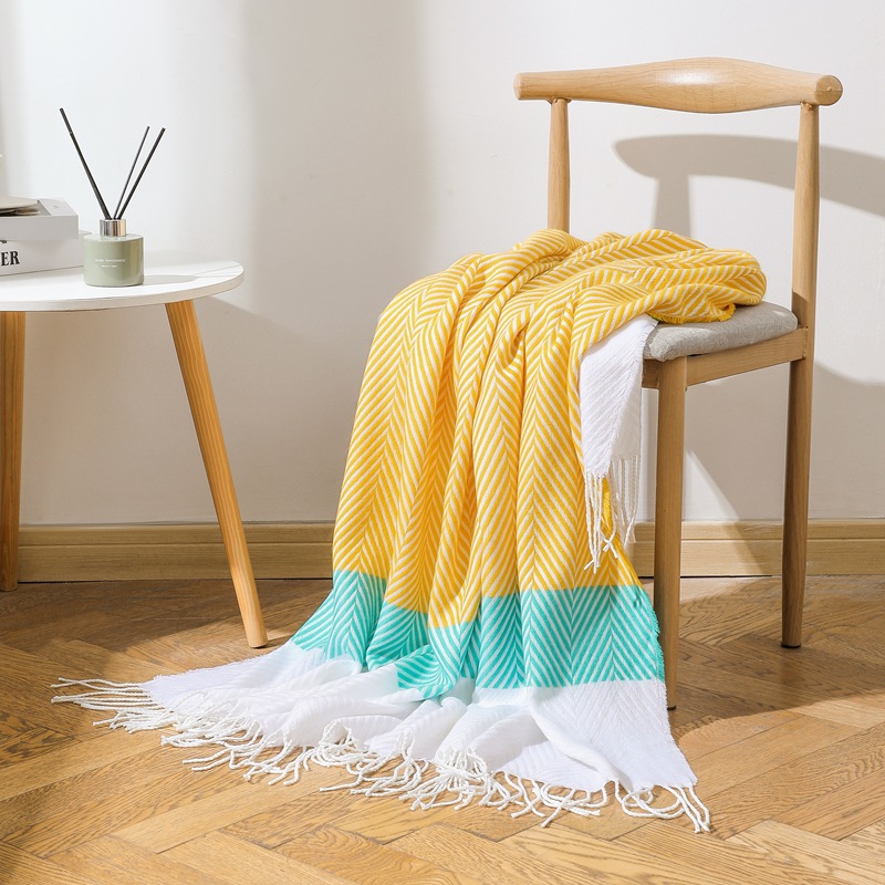 北欧简约梭织毯空调毯民宿酒店样板房床尾毯搭巾搭毯单人沙发毯详情4