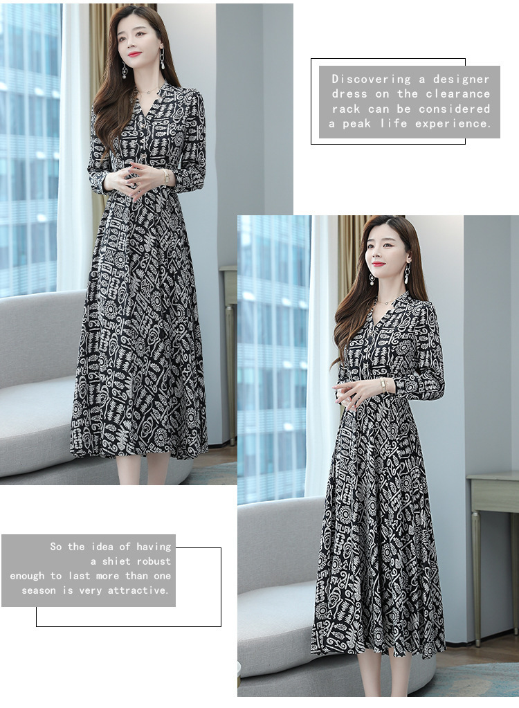 真丝女士连衣裙女春夏优雅风高端高级印花v领桑蚕丝A字长裙子新款详情10