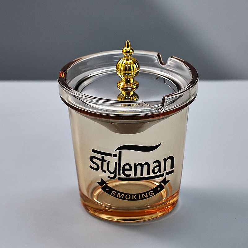 创意车载漏斗防飞灰烟缸家用大号带盖办公室个性时尚玻璃烟灰缸详情11