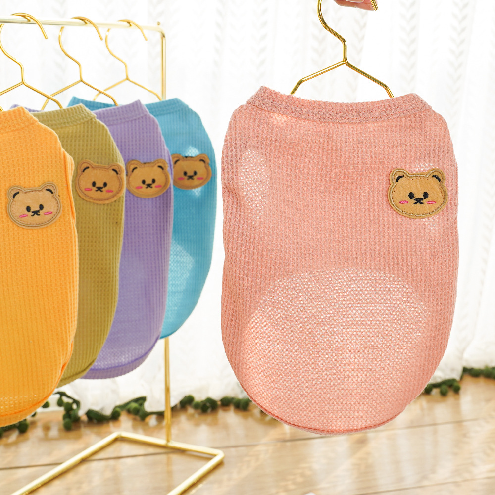 Pet clothing, Waffle bear summer vests, Teddy small and medium-sized dogs, cat and dog clothing manufacturers wholesale pic 3