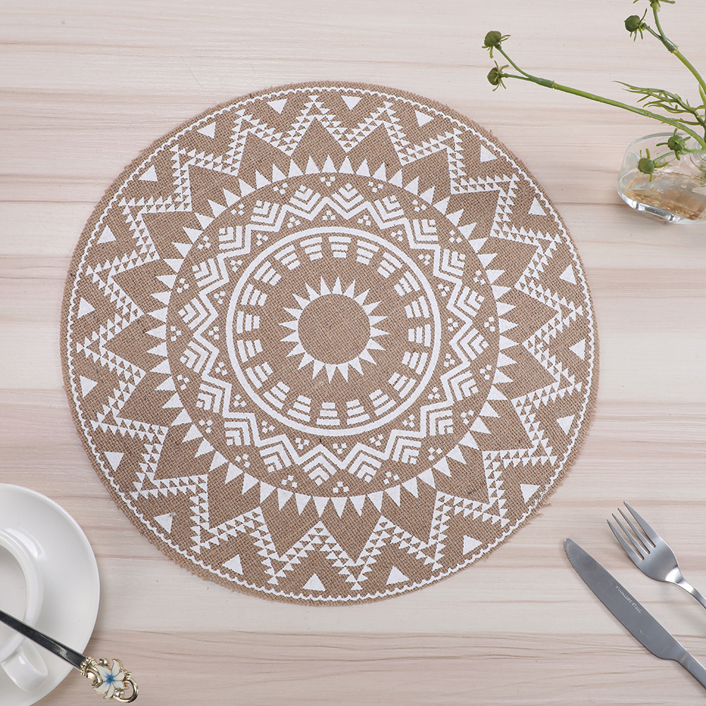 European-style home decoration placemats, Amazon anti-slip, heat-resistant and heat-insulating printed table MATS, coffee tables, high-end linen woven Western placemats, heat-resistant table MATS, essential quality guarantee for dining tables pic 3