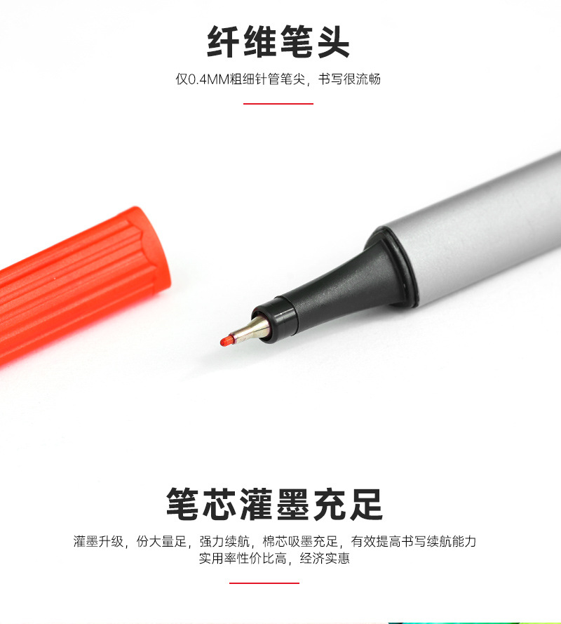 Wholesale of 0.4mm fine art colored outlining pens and drawing stationery signature pens in iron box with three-angled rods pic 4