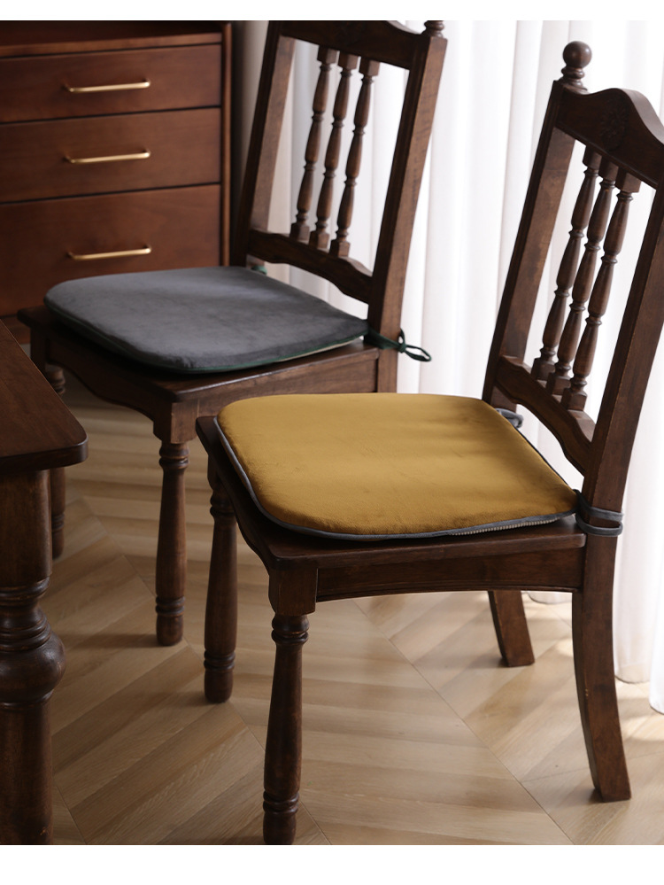 Wholesale of home Chinese-style dining chair and stool cushions with straps, velvet anti-slip seat cushions, solid color in winter, detachable and washable pic 19