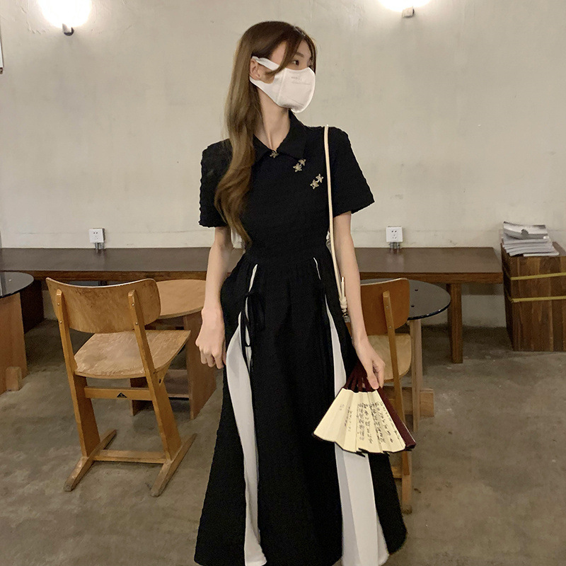 中式改良旗袍连衣裙女夏天2022新款设计感收腰短袖中长款裙子女装详情9