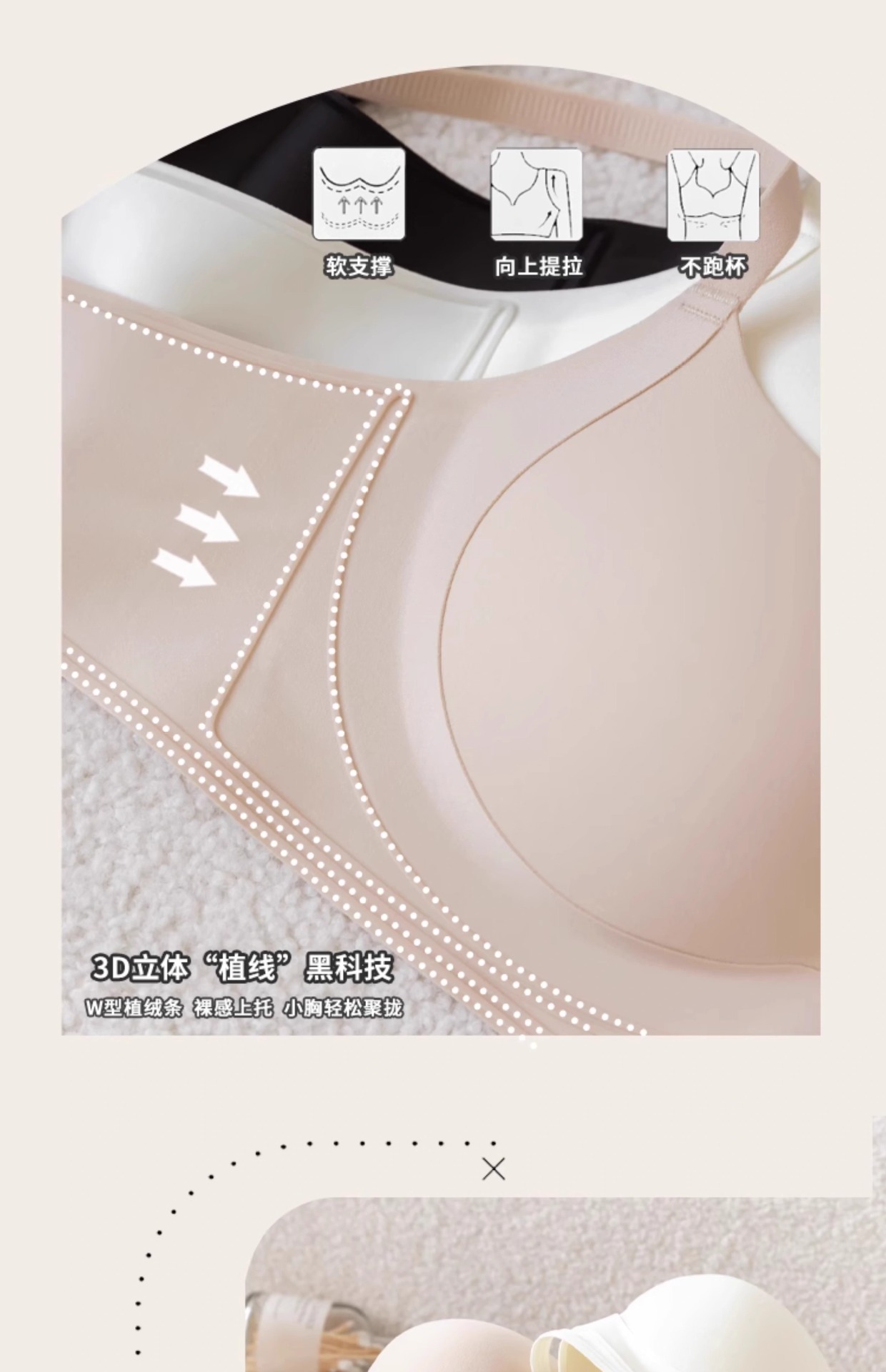 无痕裸感提拉内衣女聚拢小胸显大收副乳防下垂软支撑无钢圈文胸罩详情17