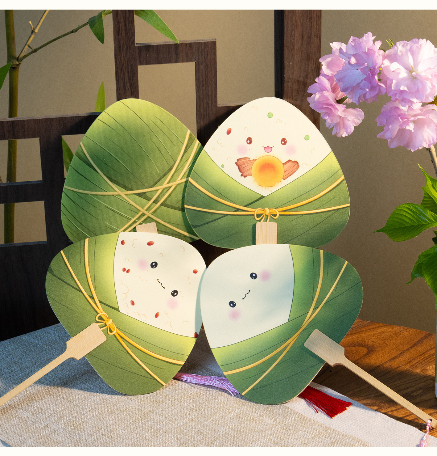 创意粽子宣纸团扇端午节漆扇加厚pvc迷你扇面活动礼品diy扇子定制详情12