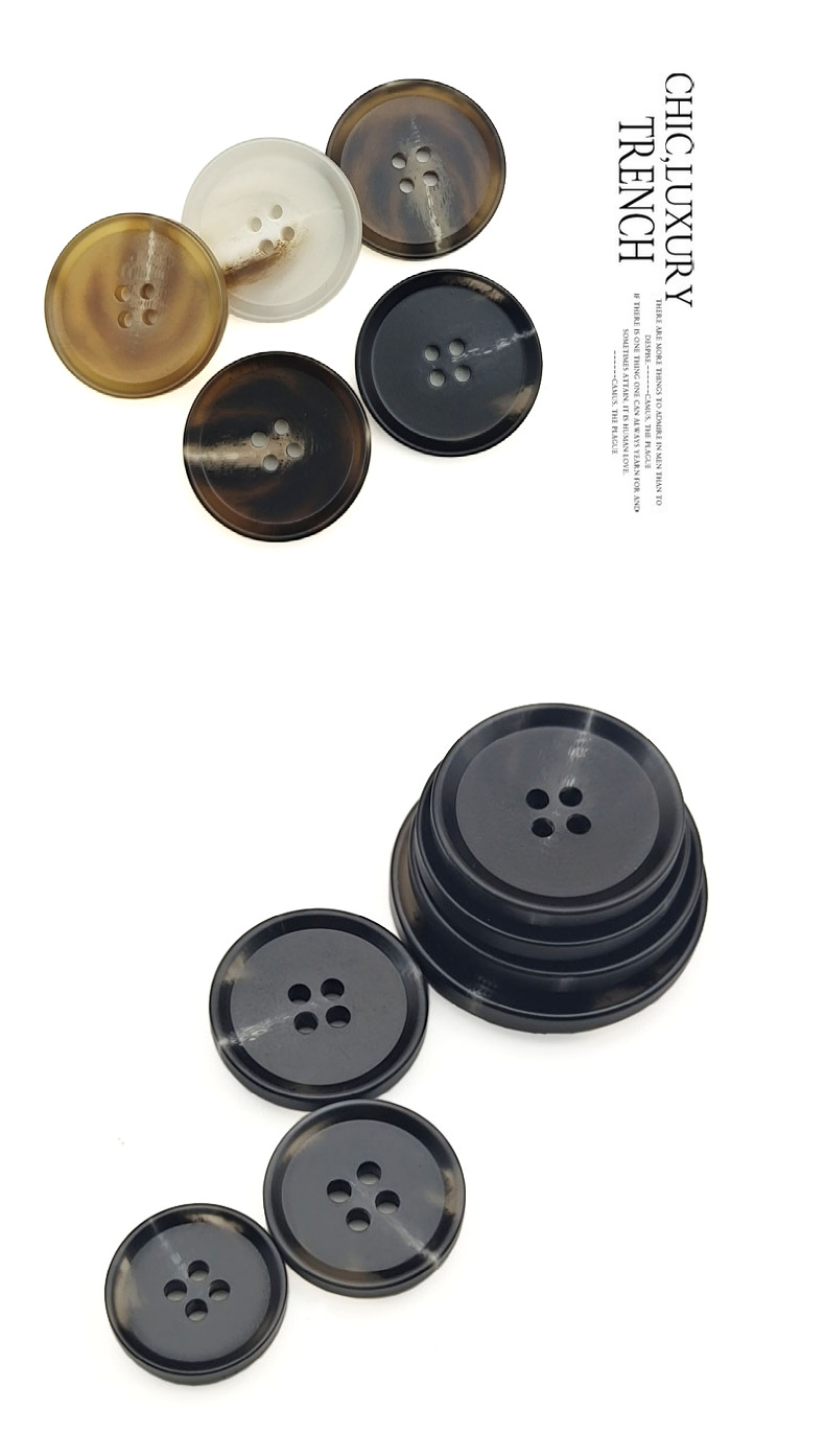 现货批发树脂纽扣西装衣服大衣扣咖色花纹扣子仿牛角扣裤扣白花扣详情19