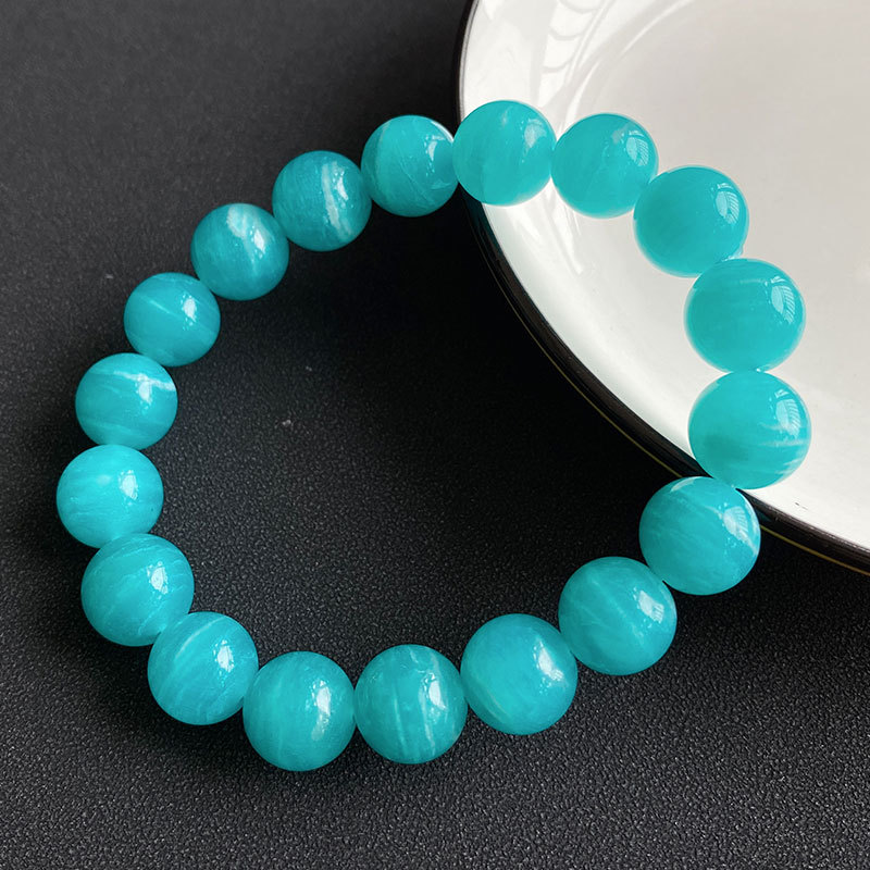 Jingyao Natural Old pit material blue-green Tianhe stone bracelet, Mozambique Amazon stone bracelet Crystal jewelry pic 13