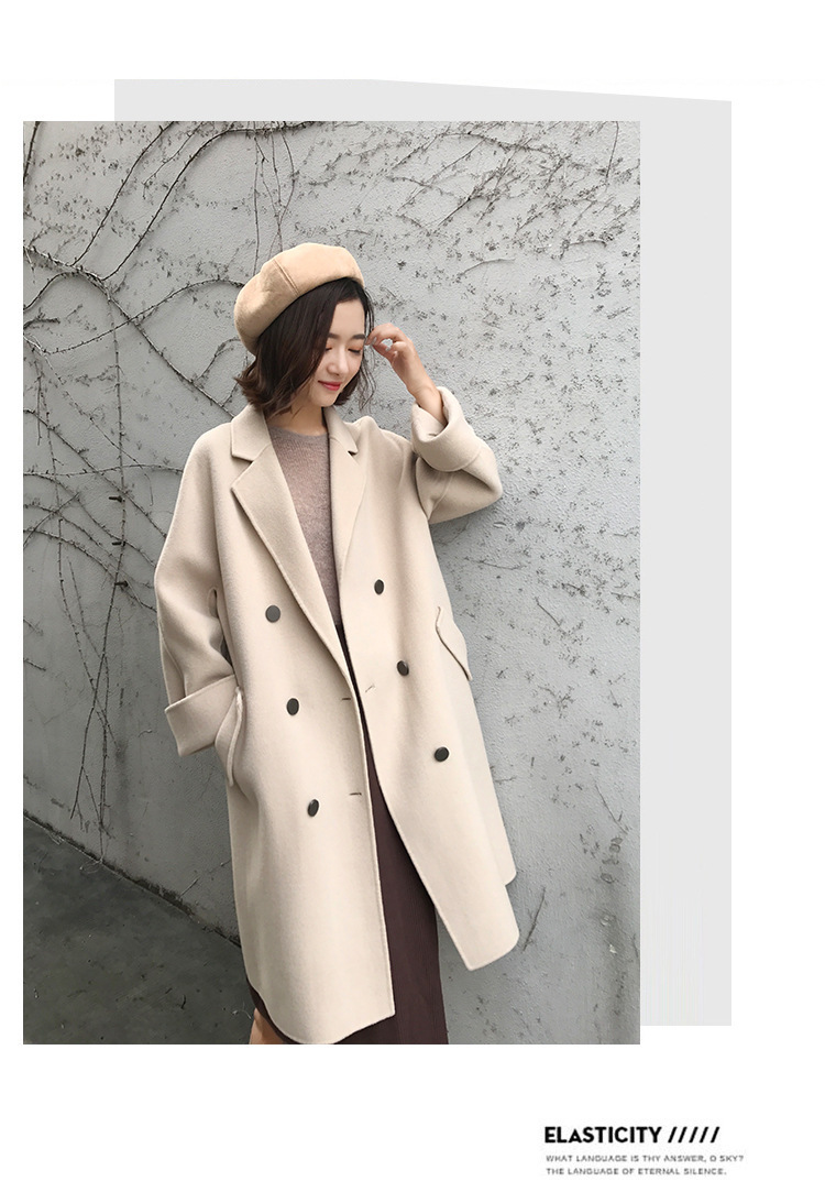 森系毛呢h型大衣女小个子中长款过膝初冬2022新款外套时尚秋冬款详情14